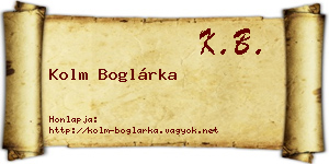 Kolm Boglárka névjegykártya